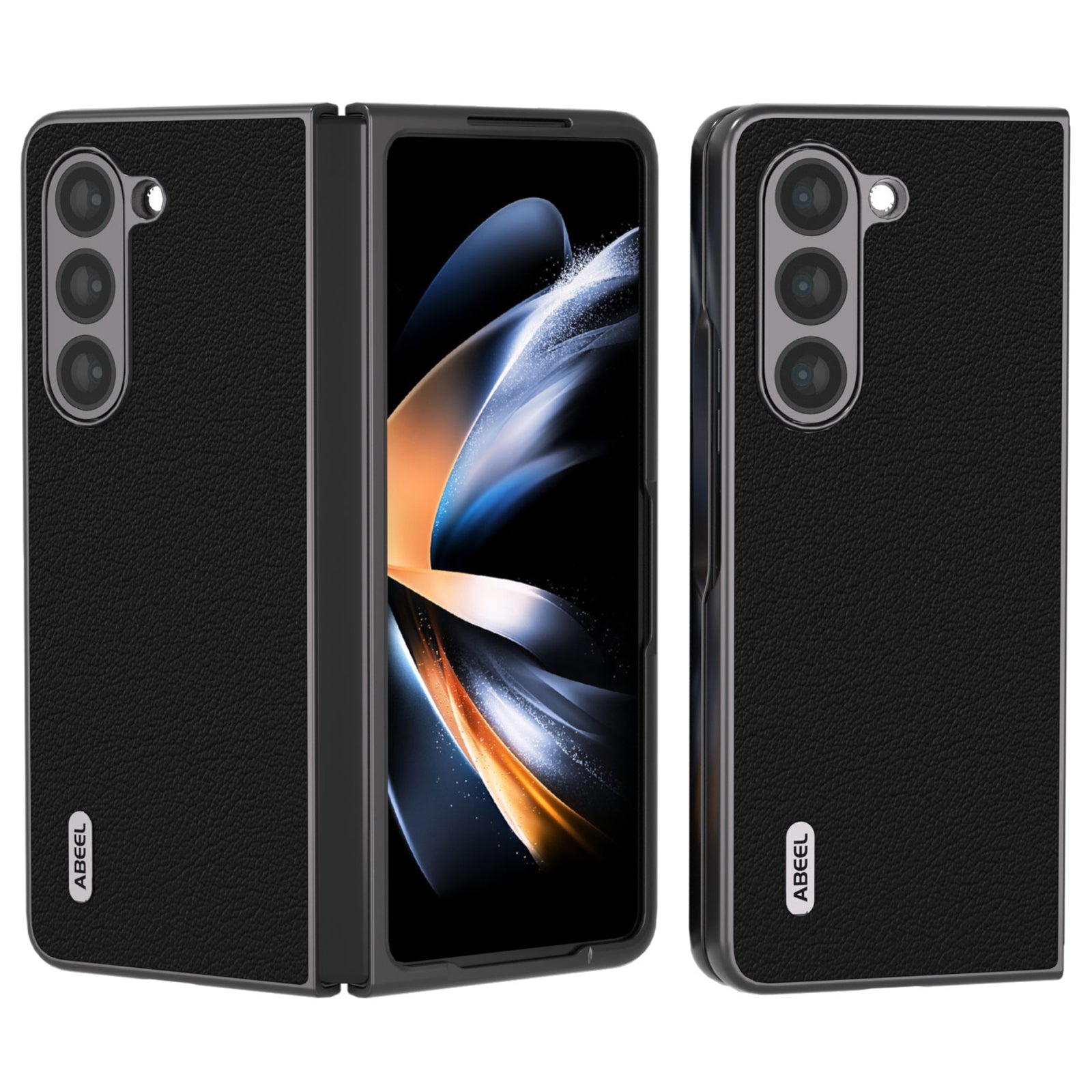 ABEEL pro Samsung Galaxy Z Fold5 5G z pravé hovězí kůže, pevný kryt na počítač, černý okraj, kryt na telefon ABEEL pro Samsung Galaxy Z Fold5 5G z pravé hovězí kůže, pevný kryt na počítač, černý okraj, kryt na telefon